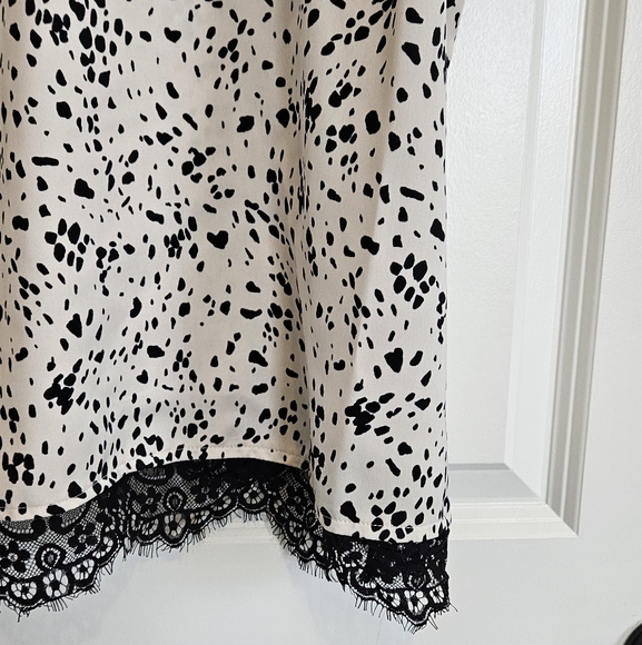 A New Day Spotted Lace Cami Blouse Cream Black Women's Size Large - Picture 4 of 9